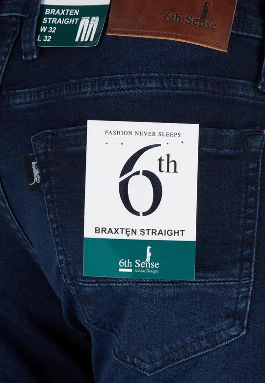 6th Sense Braxten Stretch Straight Cut Jeans - Blue Black
