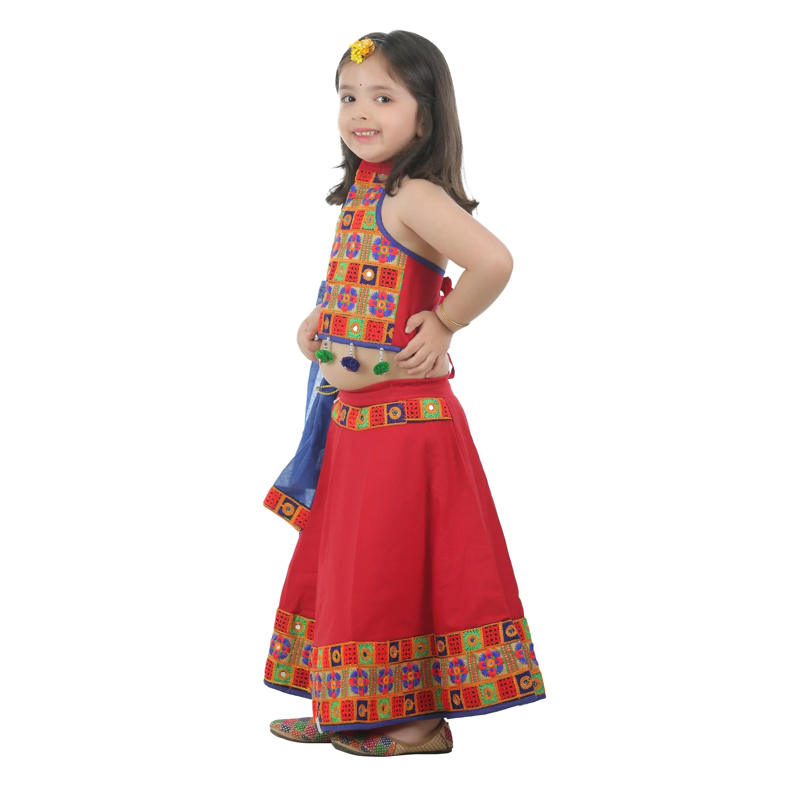 Ahhaaaa Kids Ethnic Cotton Blend Radha Dress Lehenga Choli Chania Choli Set For Baby Girls