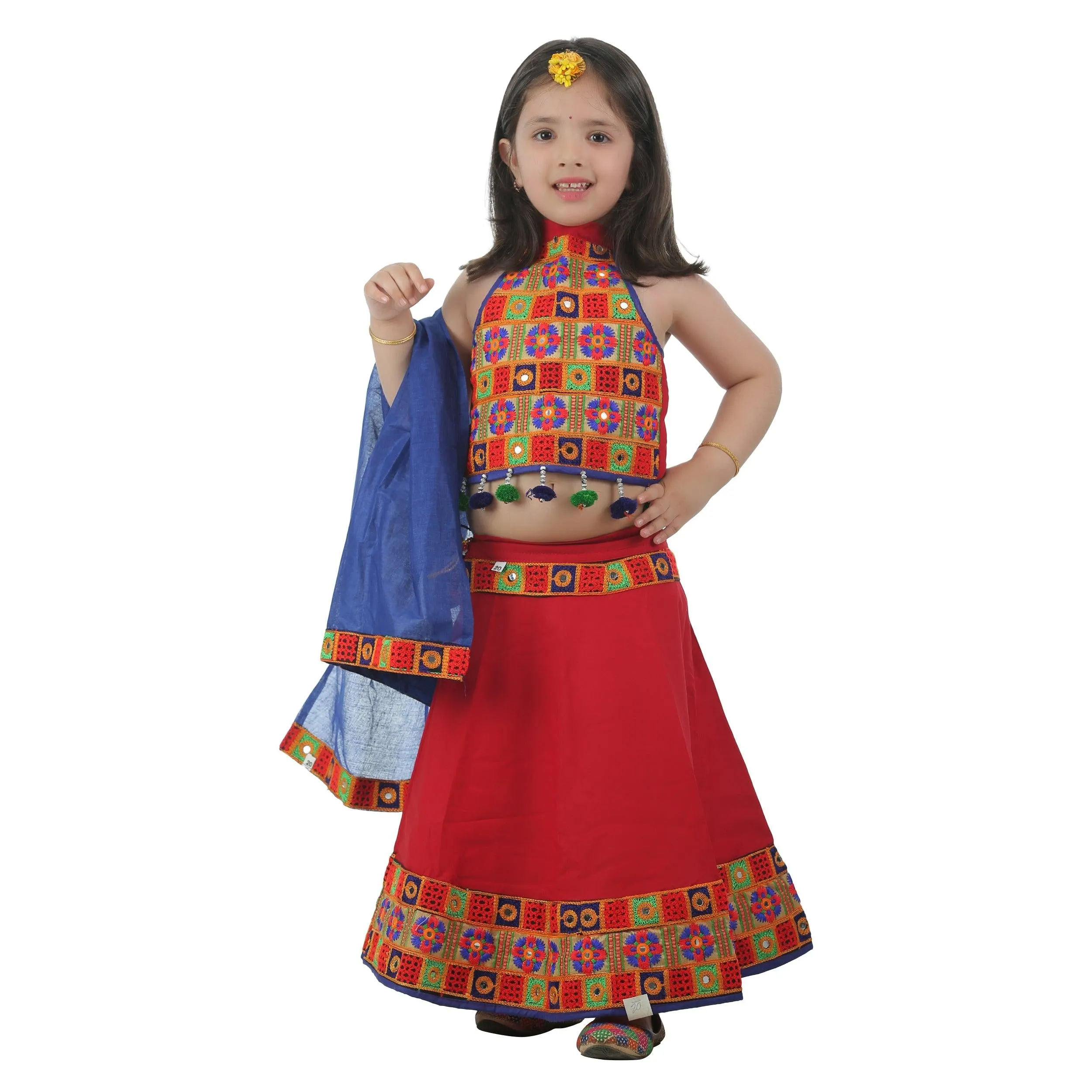 Ahhaaaa Kids Ethnic Cotton Blend Radha Dress Lehenga Choli Chania Choli Set For Baby Girls