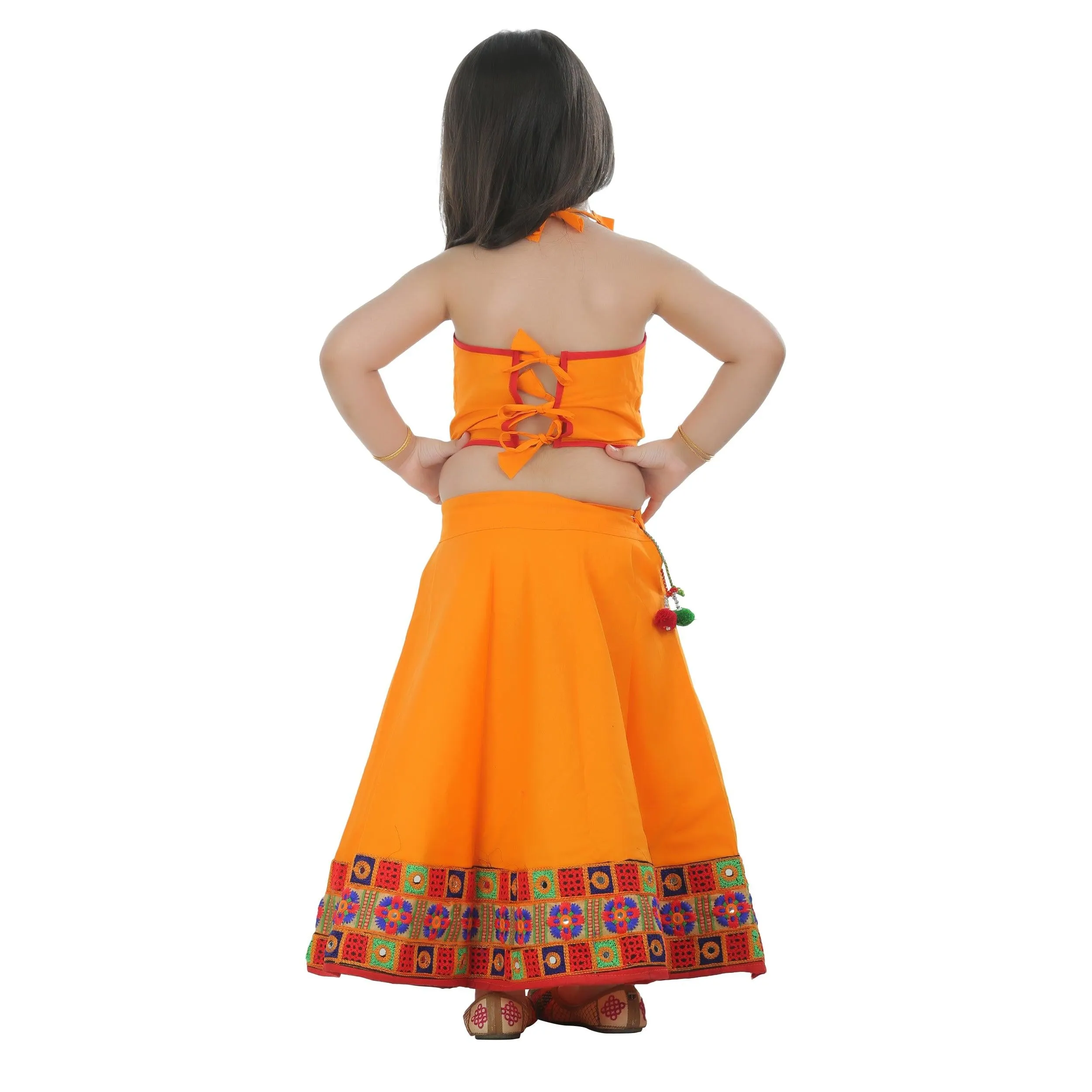 Ahhaaaa Kids Ethnic Cotton Blend Radha Dress Lehenga Choli Chania Choli Set For Baby Girls