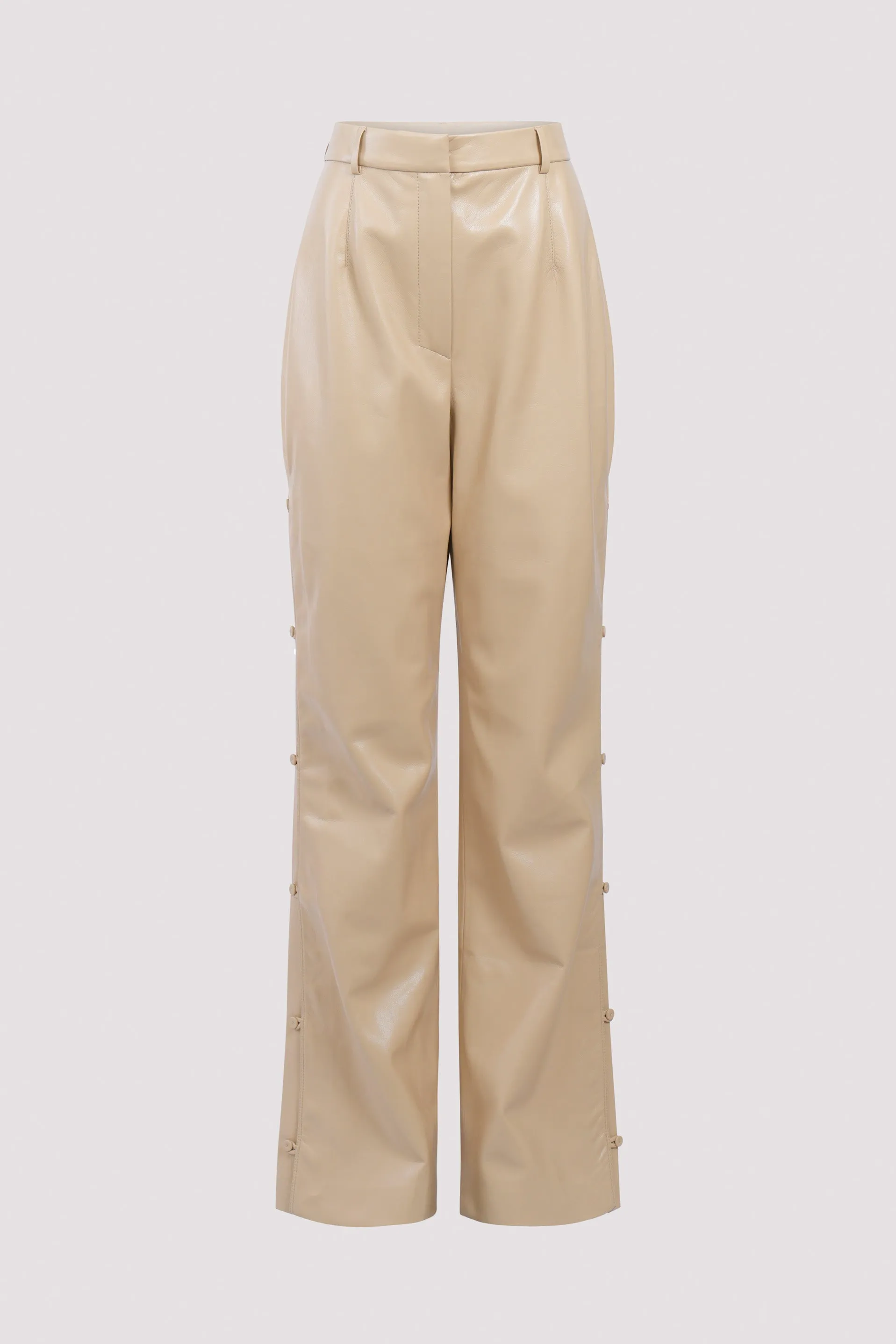 Beige Felina Vegan Leather Pants