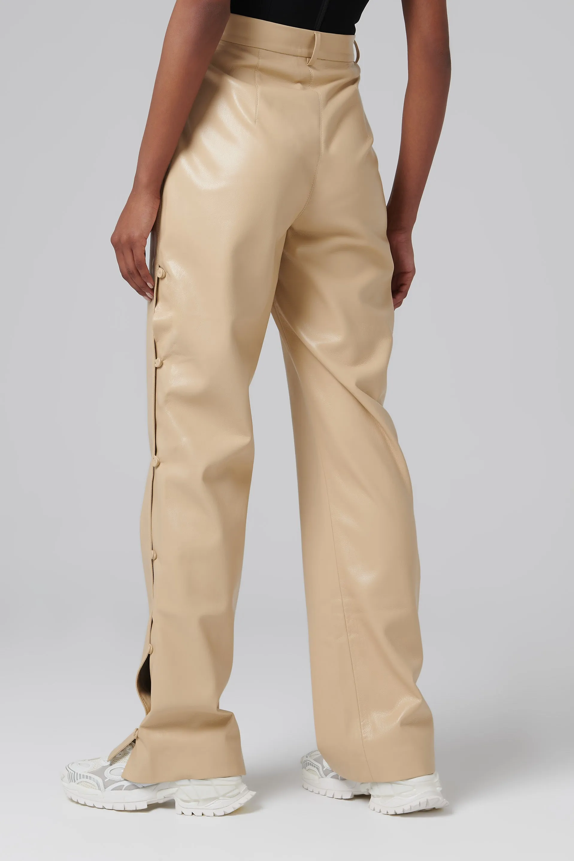 Beige Felina Vegan Leather Pants