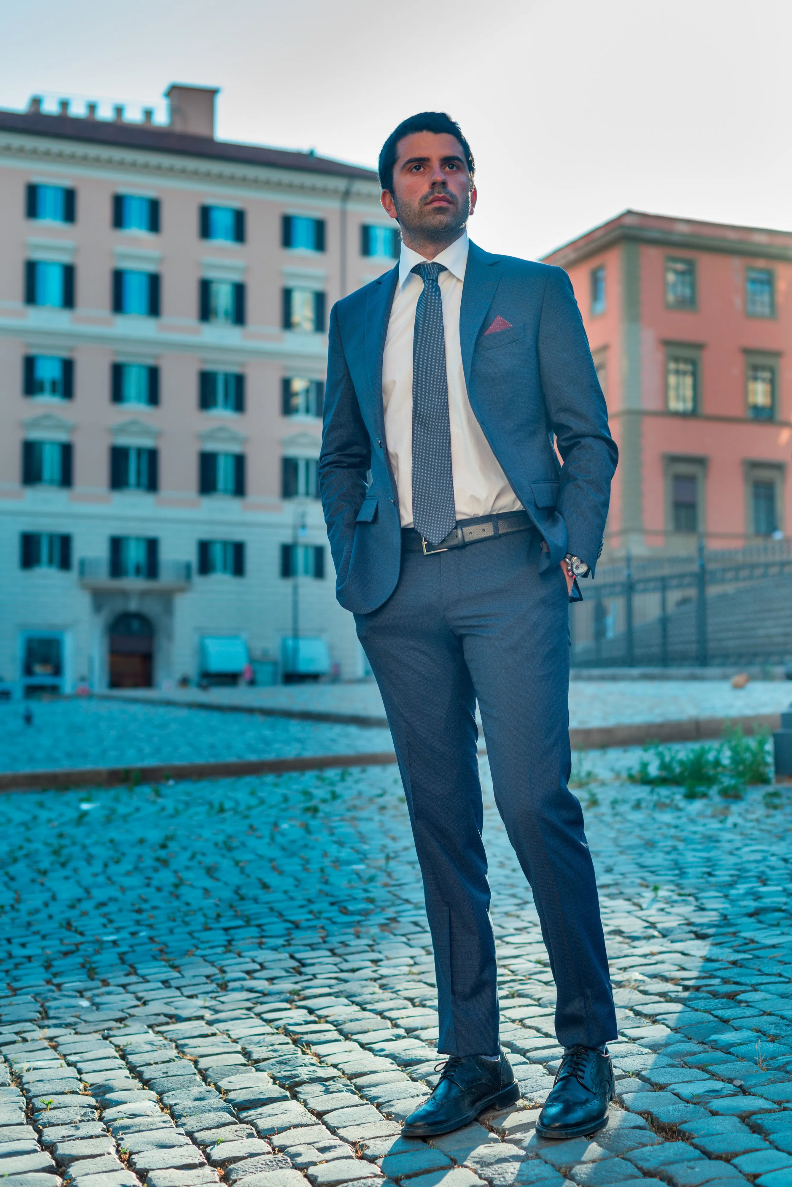 Blue "Microfantasia" Suit by Marzotto