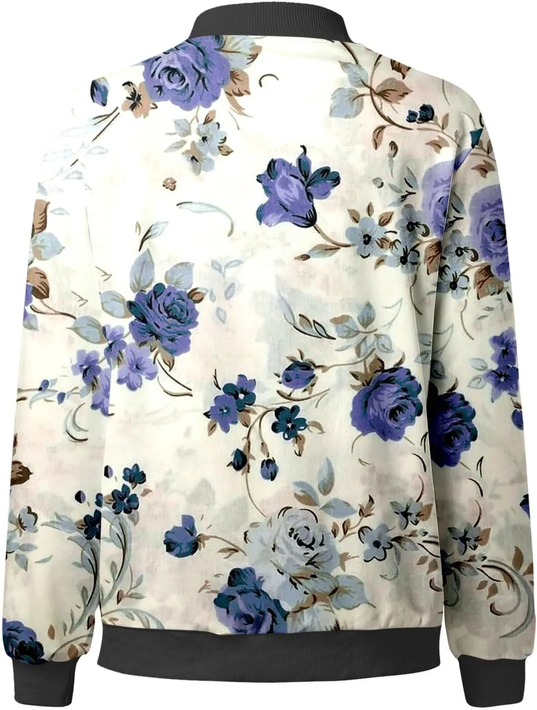 Bomber Jacket Women 2025 Casual Long Sleeve Zip Up Floral Outerwear Lightweight Trendy Fall Coats With Pockets