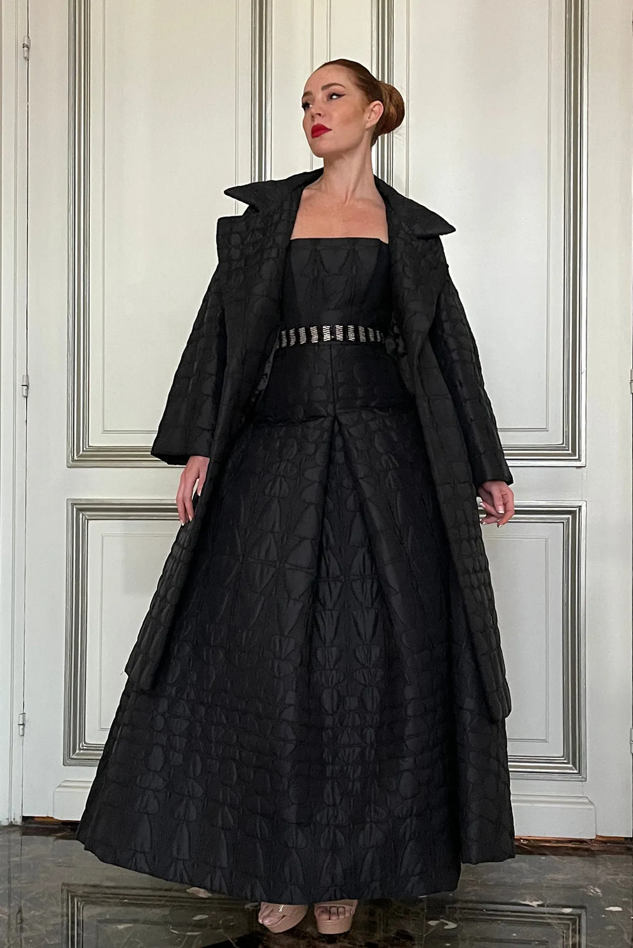 Brocade Strapless Princess Dress with Jacket