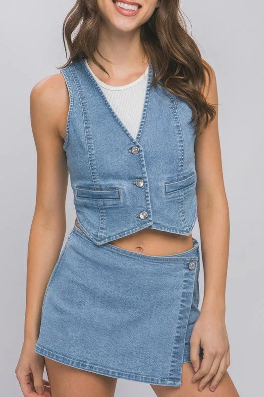 BUTTON DOWN DENIM VEST