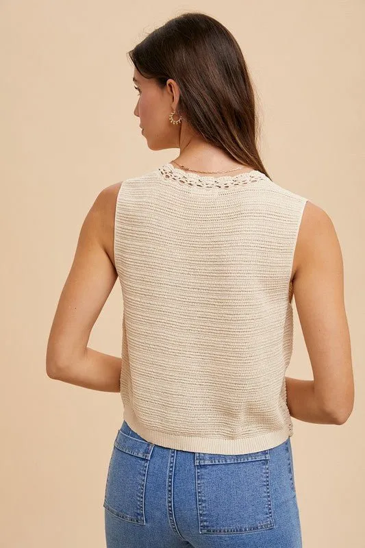 Button Down Knit Vest Top