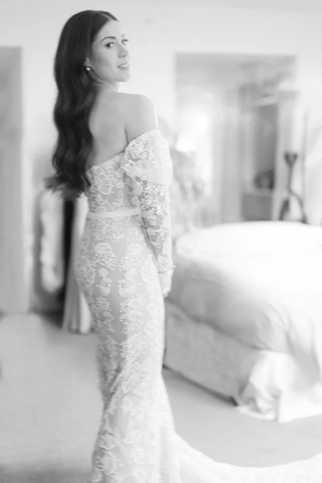 C2023-SS86c - strapless beaded lace wedding gown with detachable long sleeves