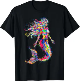 Colorful Abstract Mermaid Painting Art Graphic Motif Mermaid T-Shirt