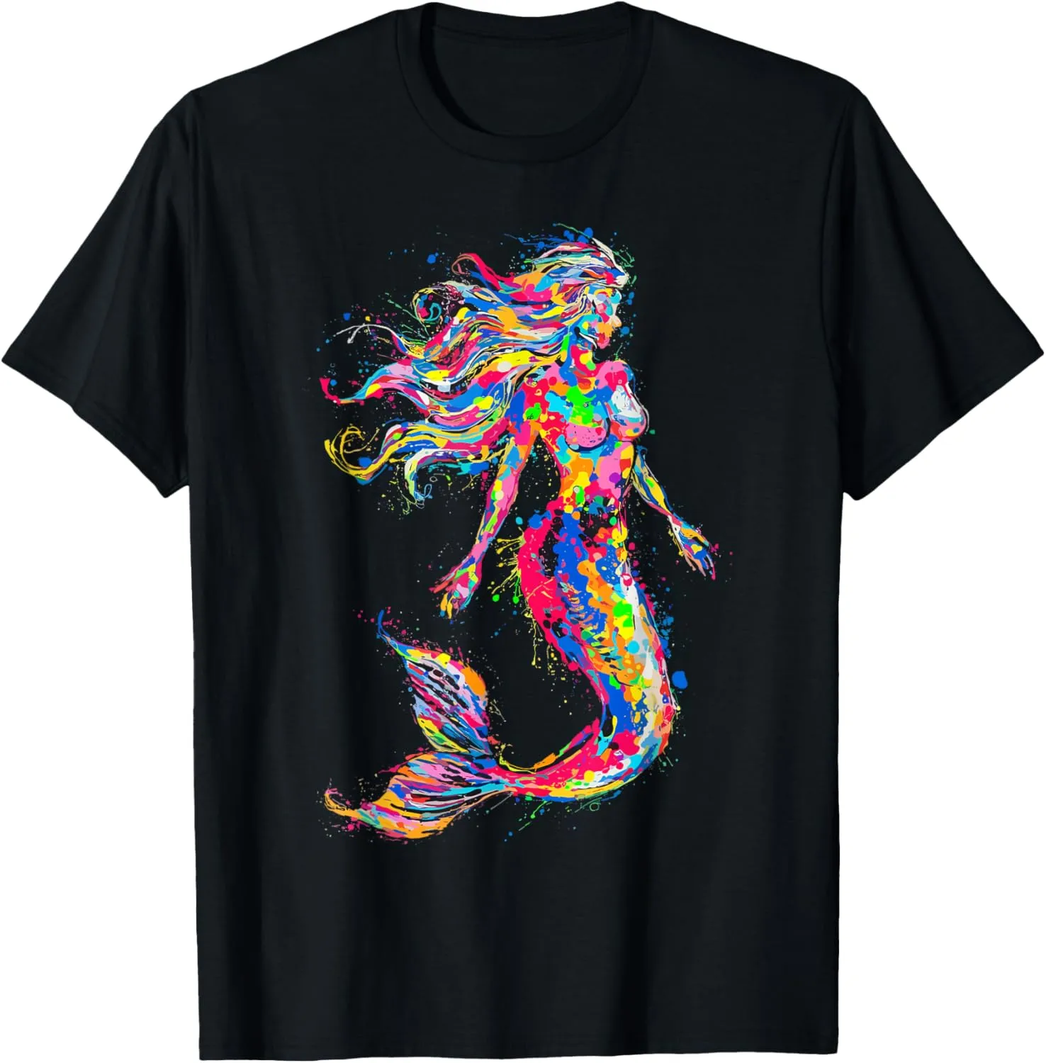 Colorful Abstract Mermaid Painting Art Graphic Motif Mermaid T-Shirt