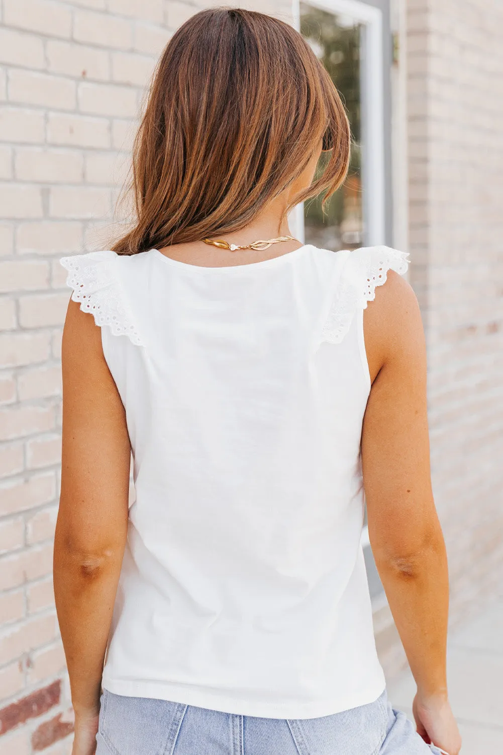 Connie White Eyelet Cotton Top