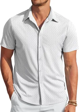 COOFANDY Mens Casual Wrinkle Free Shirts Short Sleeve Button Down Summer Stretch Dress Shirt