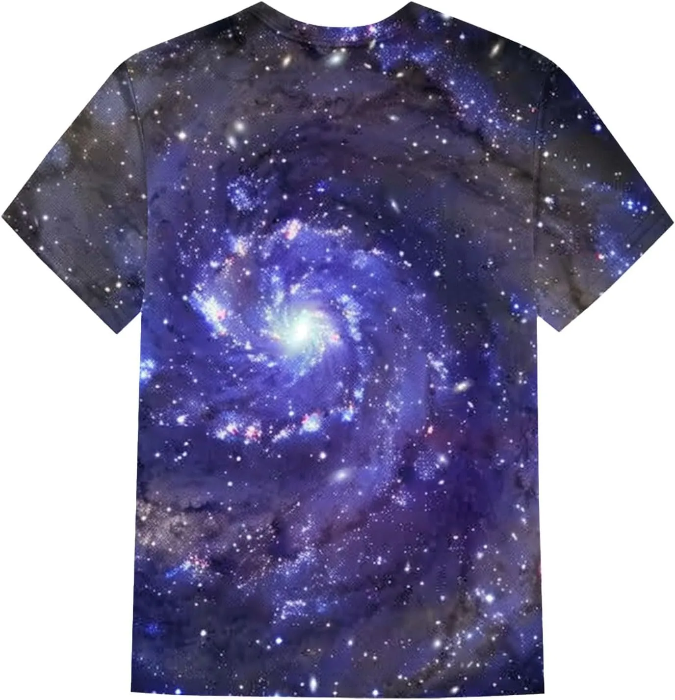 Cute Summer Tops for Women Galaxy Space Print Petite Shirts Casual Short Sleeve Crewneck Graphic Tees Blouses