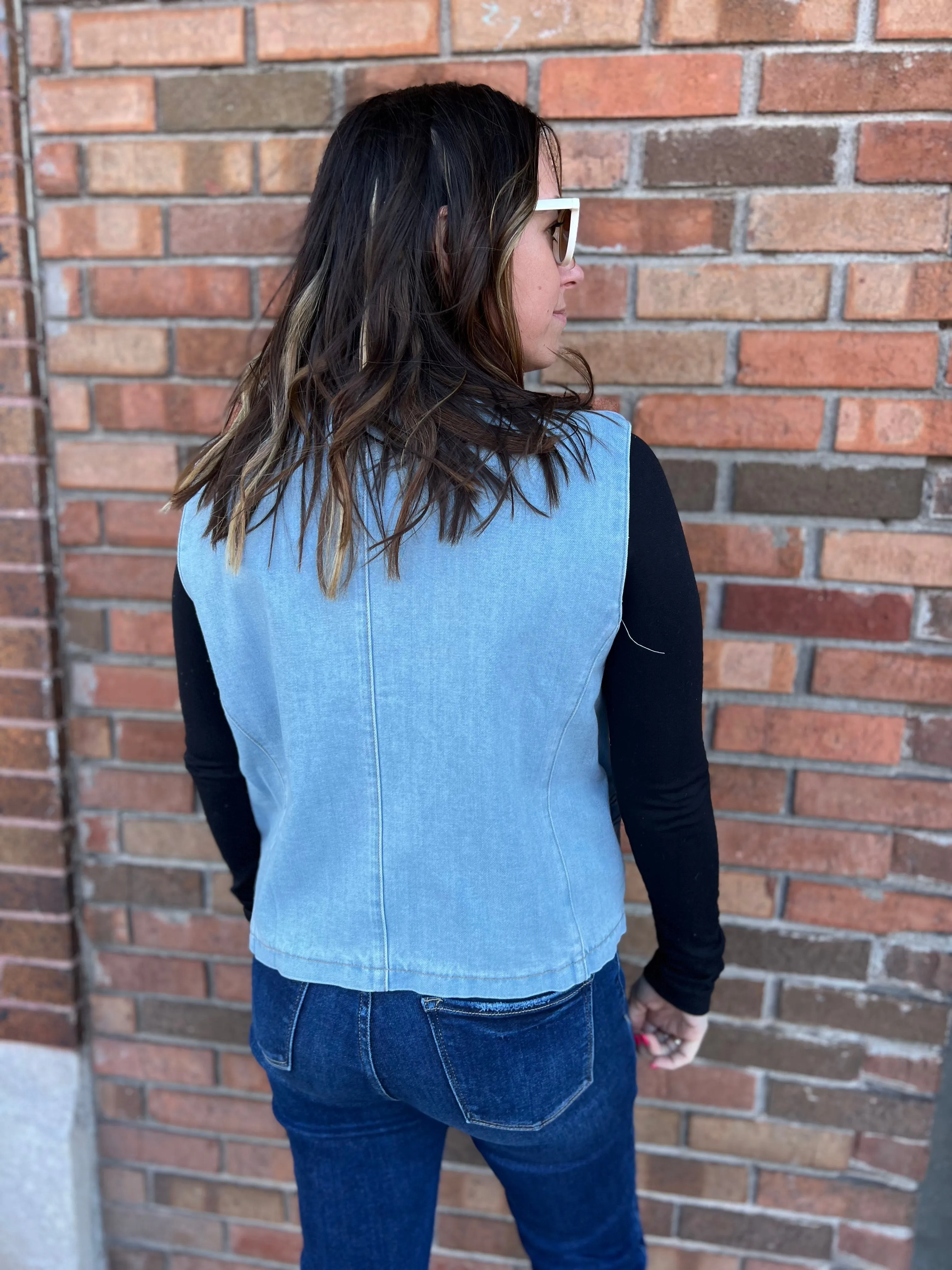 Denim Button Down Vest