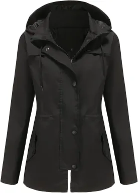 DOSLAVIDA Women's Rain Jacket Waterproof Hooded Windbreaker Lightweight Trench Coat Active Outdoor Raincoat With Hood