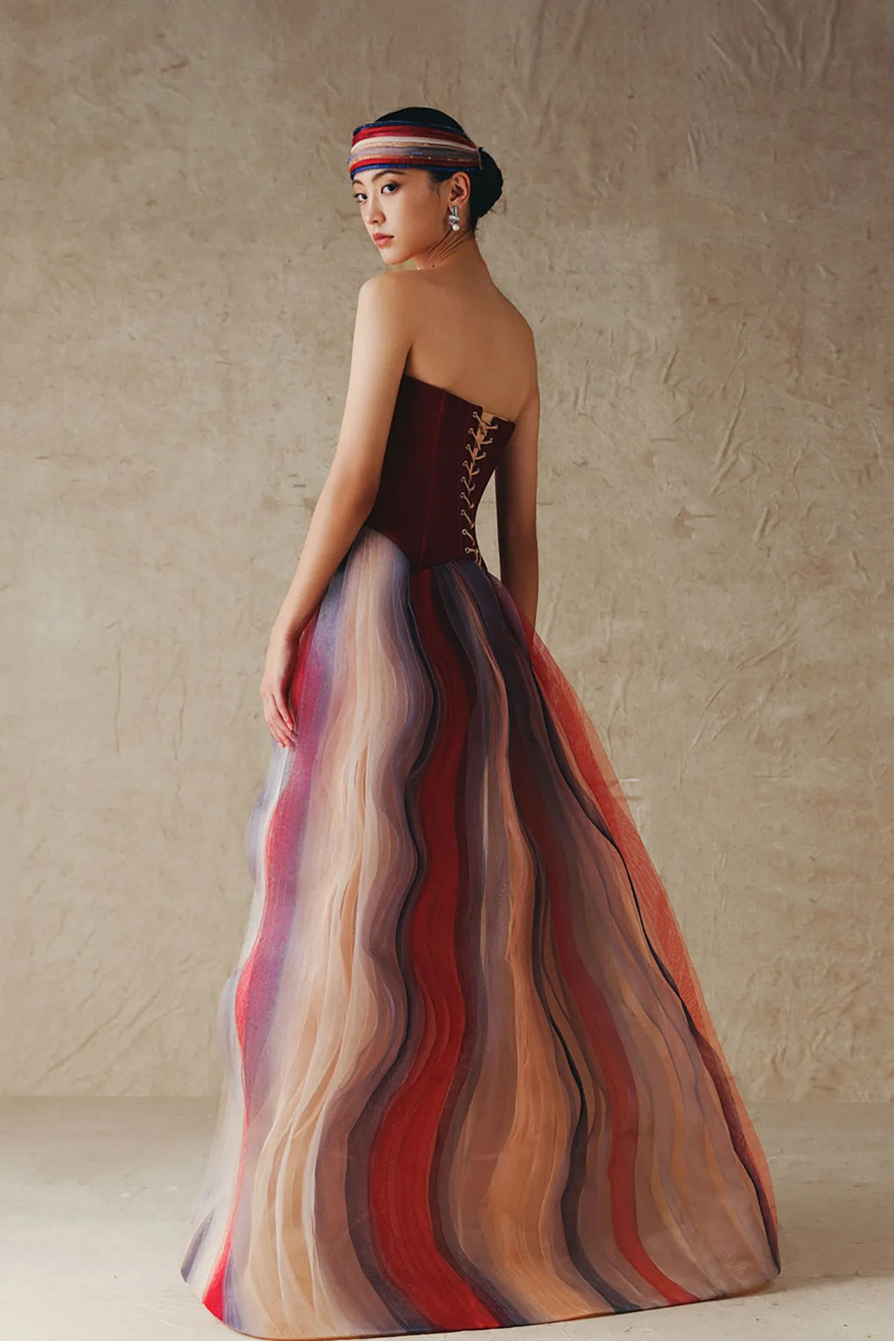 Floor-Length Strapless Dress with a Ball Gown Skirt