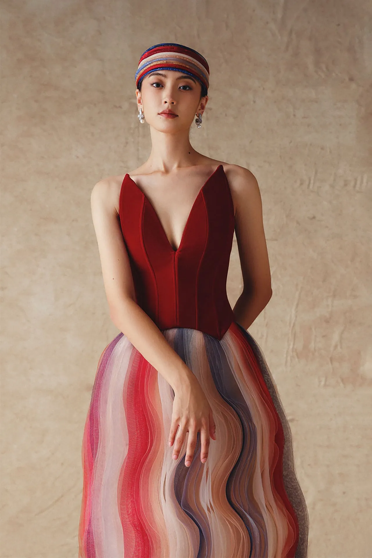 Floor-Length Strapless Dress with a Ball Gown Skirt