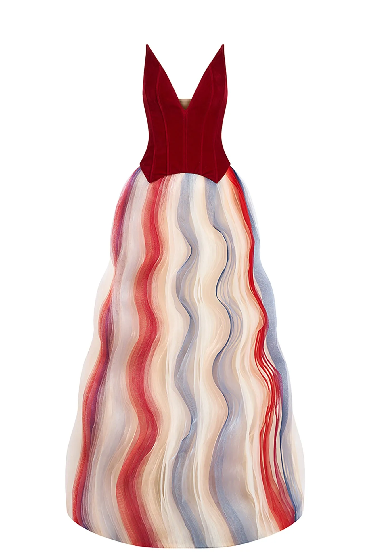 Floor-Length Strapless Dress with a Ball Gown Skirt