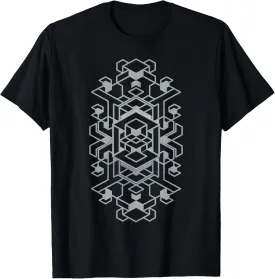 Futuristic Geometric Pattern Isometric Optical Illusion T-Shirt