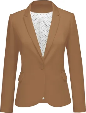 GRAPENT Women's Business Casual Pockets Work Office Blazer Back Slit Jacket Suit