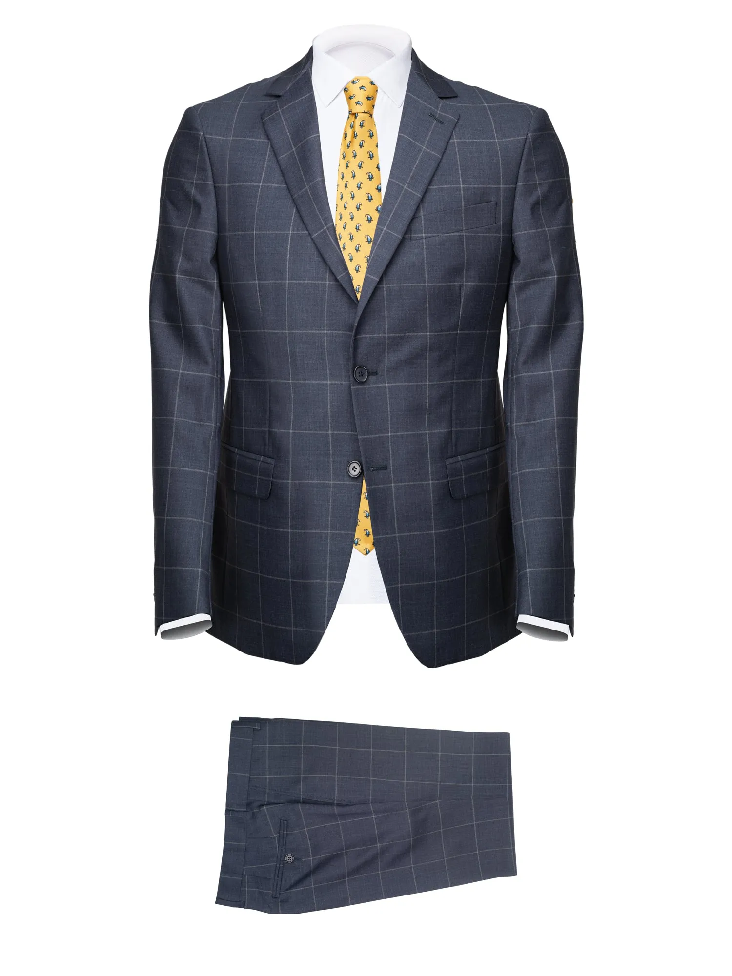 Grey Royal Windowpane Cool Wool Suit
