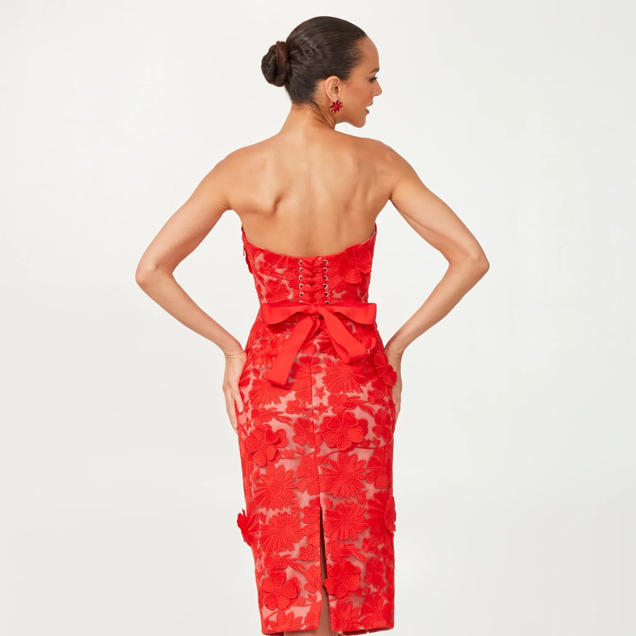 HELSI - Cecilia - DR6221 Strapless 3D Floral Midi Dress
