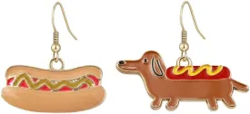 Hot Dog Earrings Cute Food Dachshund Dangle Earrings for Women Fun Cartoon Sausage Dog Hook Earrings Personalied Pet Expert Ear Jewelry Gifts
