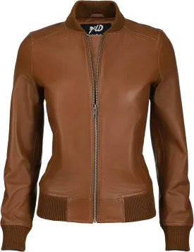 Jild Classical Varsity Style Leather Jacket Women - Casual Fashion Windbreaker Moto Biker Genuine Leather Bomber Jacket Women