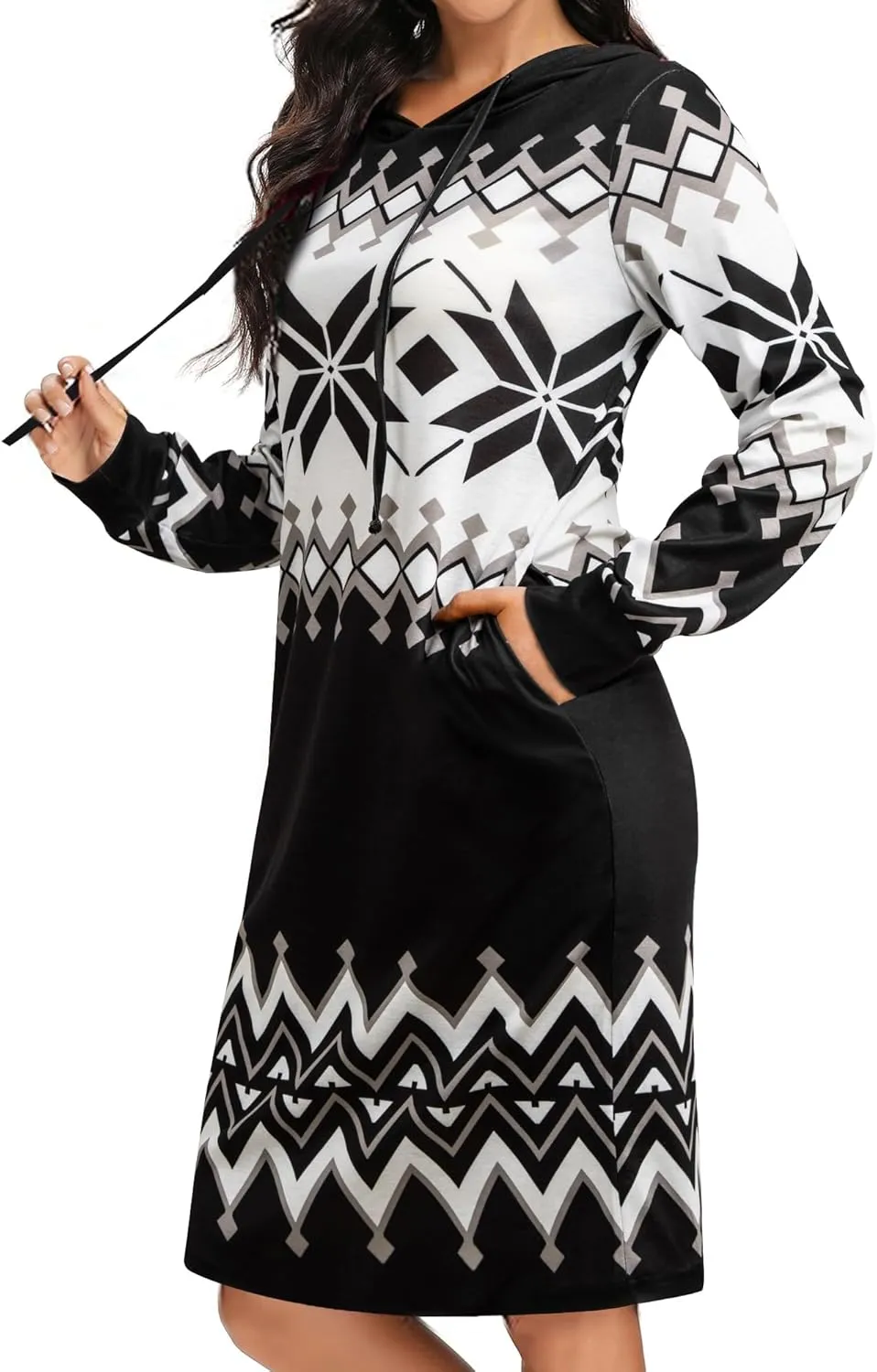 Kimmery Long Sleeve Dress for Women Lightweight Kangaroo Pocket Hoodie Dress Fall Sweatshirts for Women