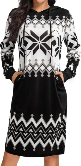 Kimmery Long Sleeve Dress for Women Lightweight Kangaroo Pocket Hoodie Dress Fall Sweatshirts for Women