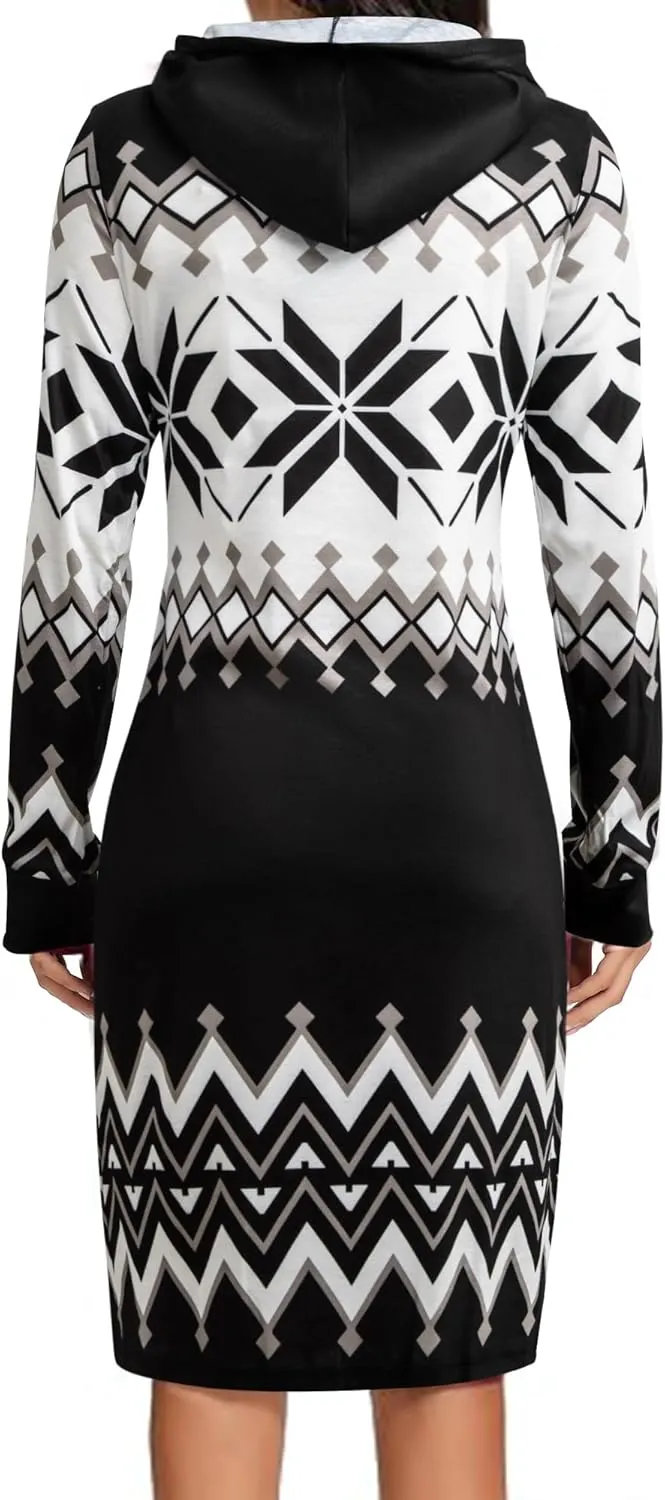Kimmery Long Sleeve Dress for Women Lightweight Kangaroo Pocket Hoodie Dress Fall Sweatshirts for Women