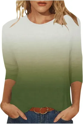 Kuluzego Women 3/4 Sleeve Tshirts Loose Fit Long Tops Tee for Women Crewneck Summer Fall Shirts 2025 Y2K 88