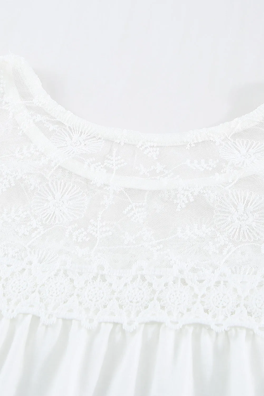 Lace Embroidery Ruffled Sleeveless Top