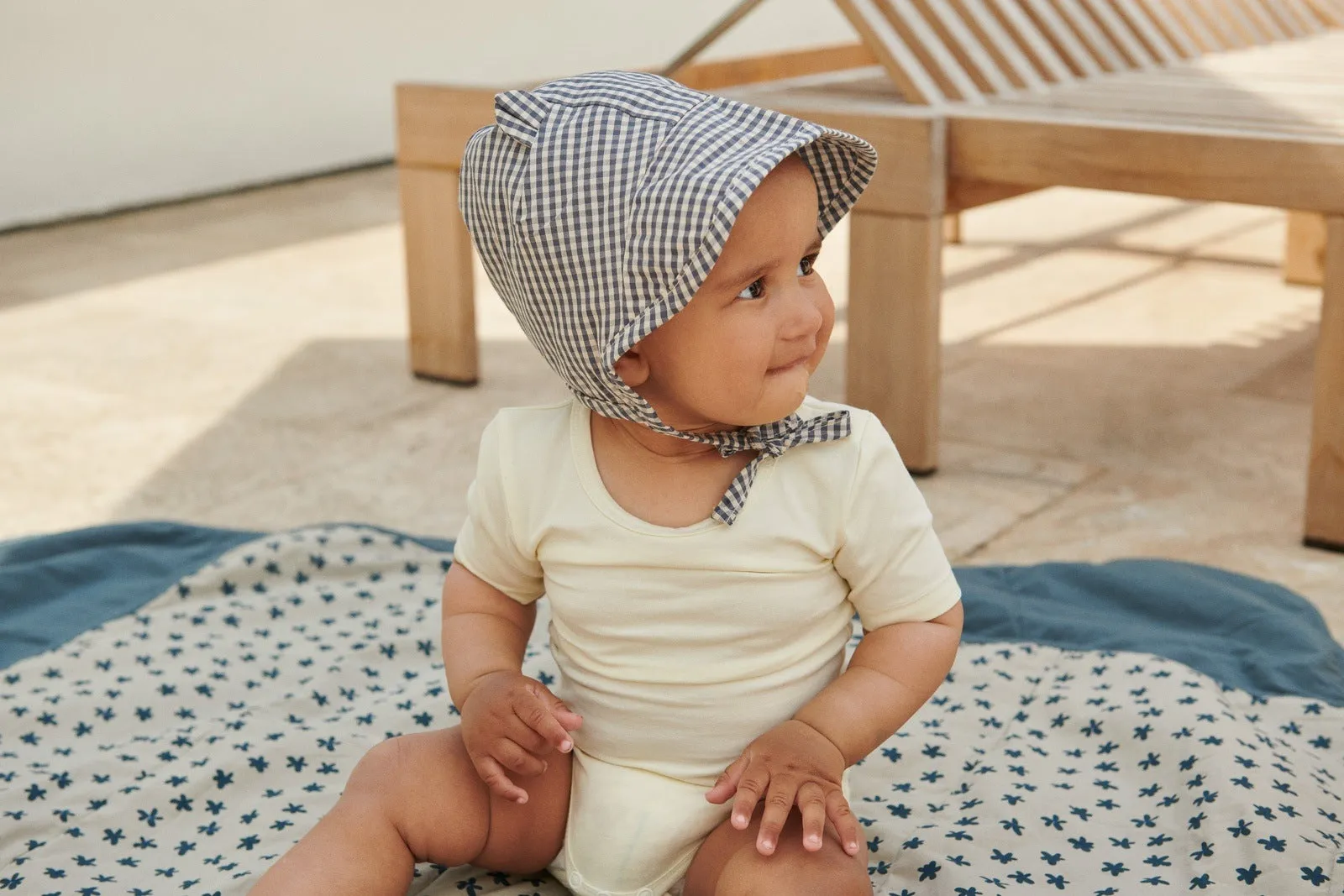 Liewood Rae Sun Hat Whale blue/sandy check