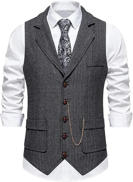 LMYOVE Mens Waistcoats Formal Wedding Waistcoat Solid Color Business Tuxedo Suit Vest