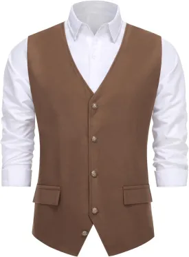 LMYOVE Mens Waistcoats Formal Wedding Waistcoat Solid Color Business Tuxedo Suit Vest
