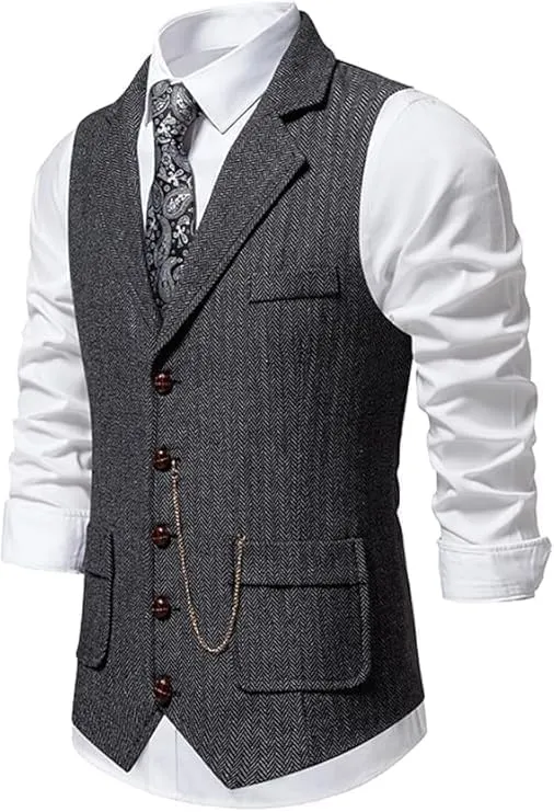 LMYOVE Mens Waistcoats Formal Wedding Waistcoat Solid Color Business Tuxedo Suit Vest