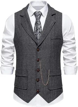 LMYOVE Mens Waistcoats Formal Wedding Waistcoat Solid Color Business Tuxedo Suit Vest