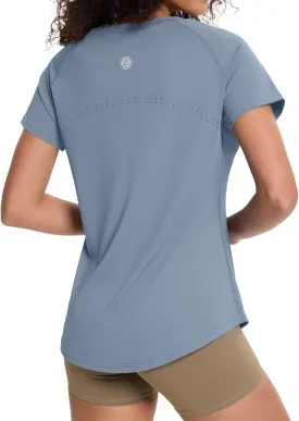 Loovoo Workout Tops for Women Loose Fit Breathable Activewear Cool Quick Dry Gym Athletic Tee Top