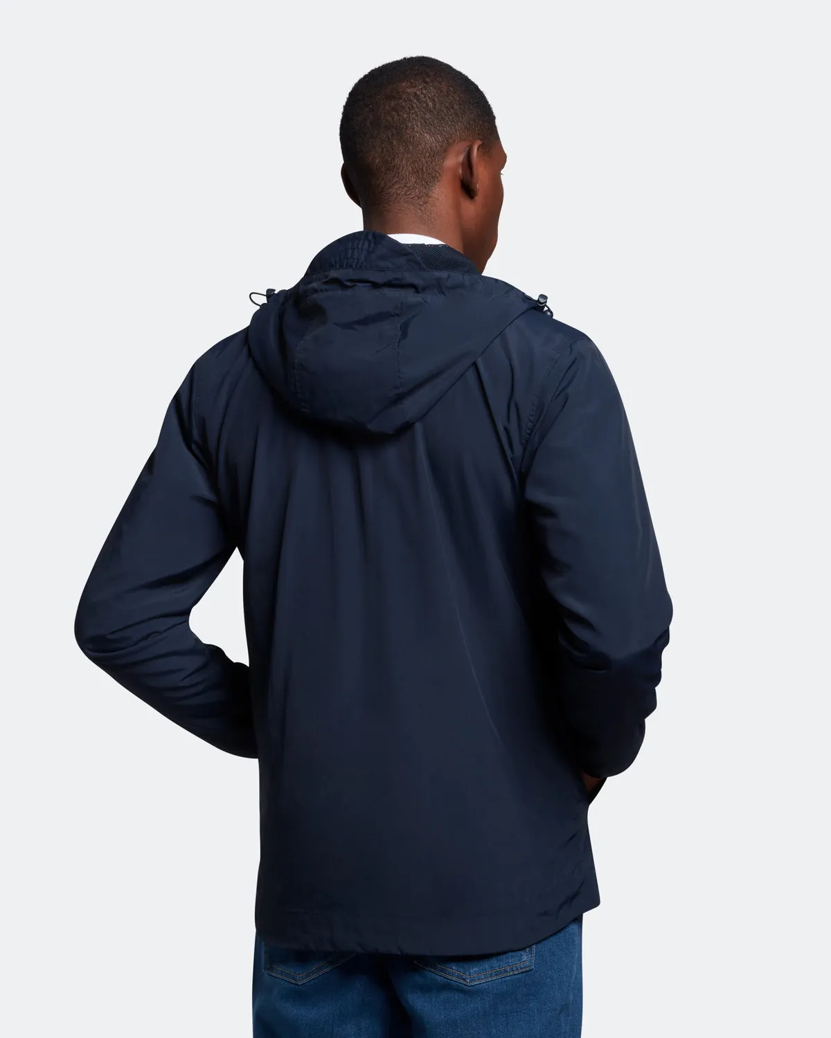 Lyle & Scott Branded Navy Blue Hooded Short Lightweight Jacket