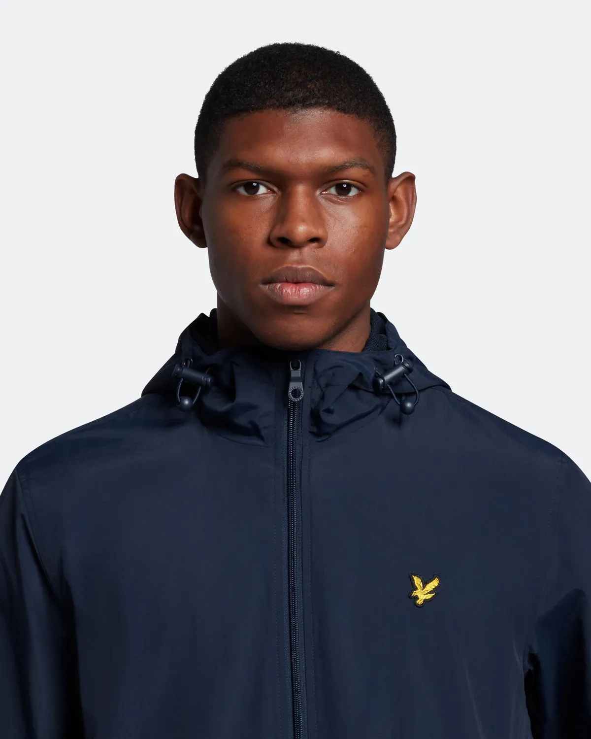Lyle & Scott Branded Navy Blue Hooded Short Lightweight Jacket