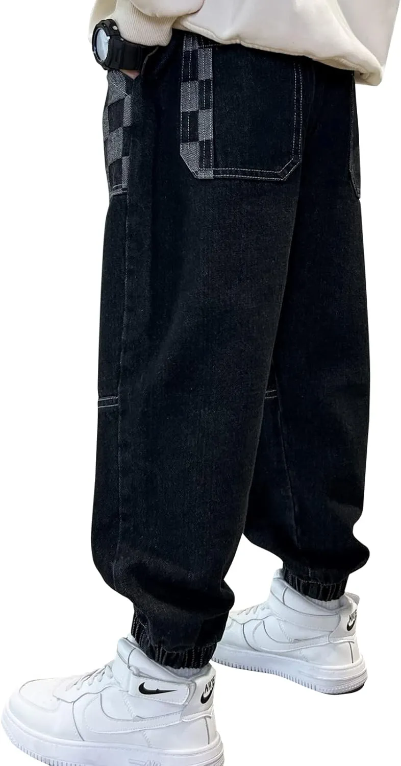 MEILONGER Boys Elastic Waist Jeans Stretch Fashion Denim Pants Size 8,10-12,14-16,18-20