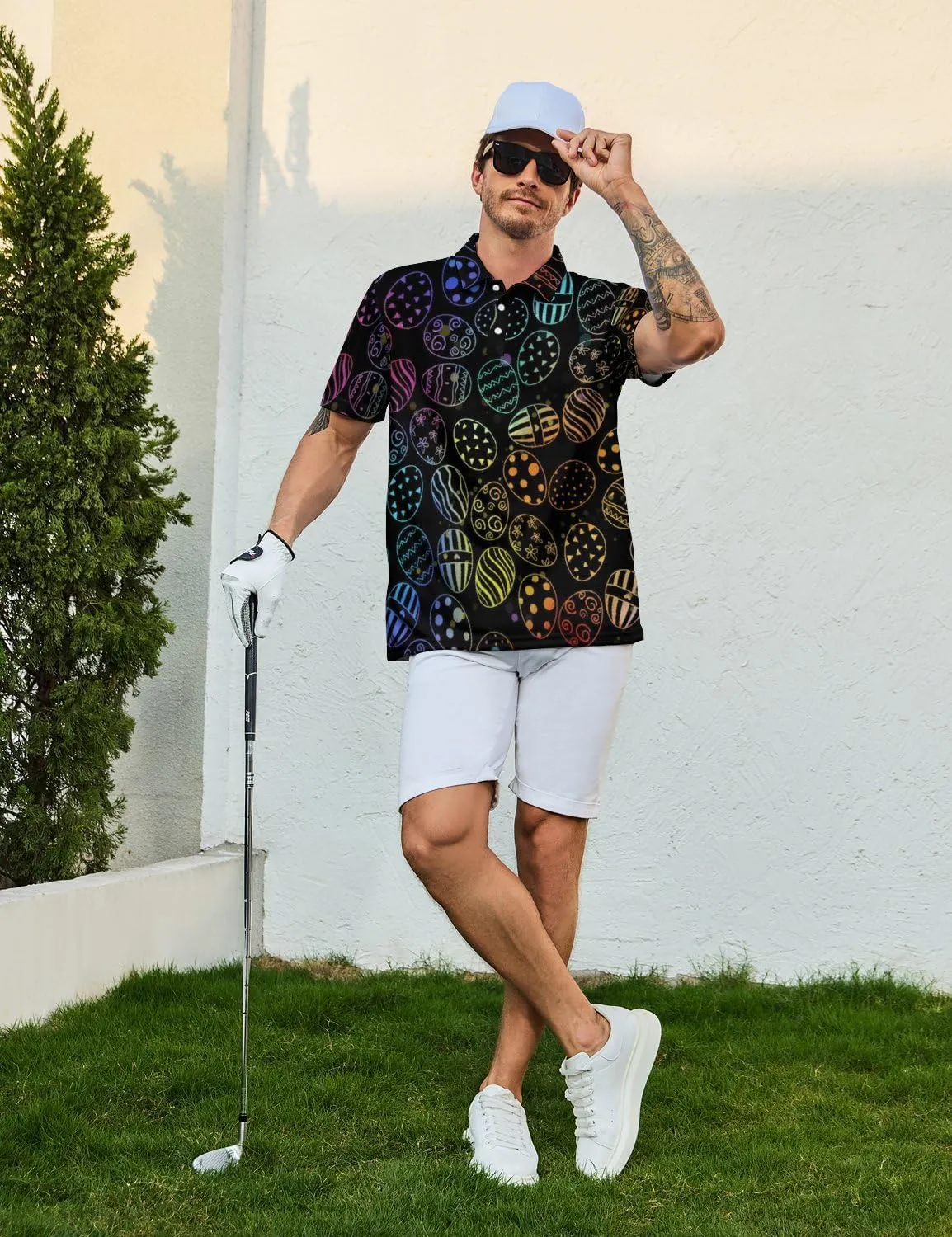 Men's Funny Polo Shirts Short Sleeve Golf Shirt for Men Quick-Dry Golf Polo Shirt Moisture Wicking Activewear Polos
