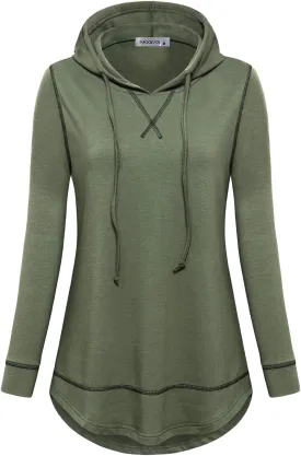 MOQIVGI Womens Long Sleeve Lightweight Activewear Casual Running Yoga Workout Hooded Tops