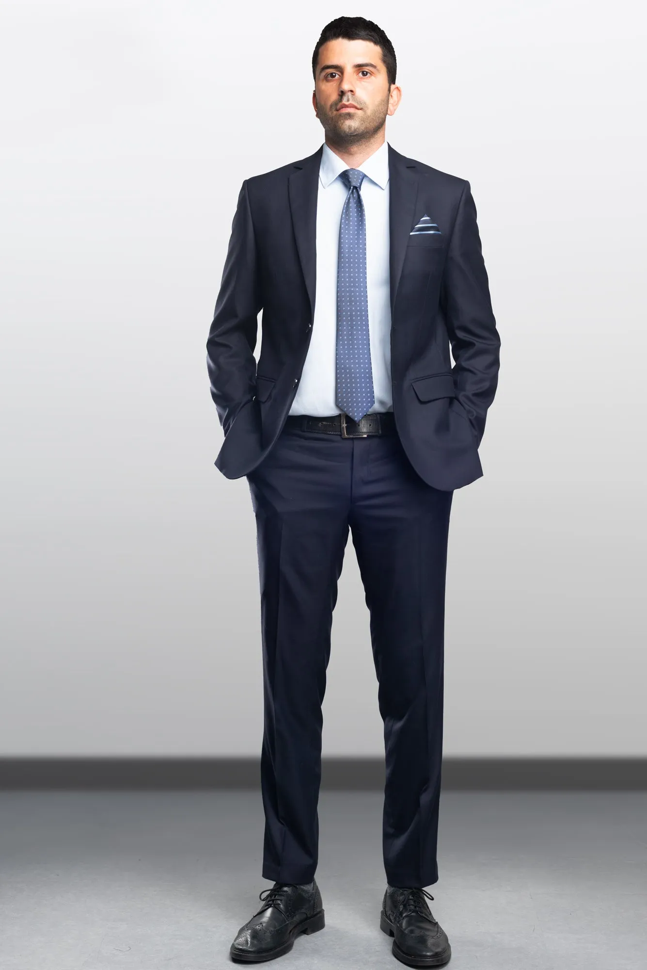 Navy Cool Wool Suit by Angelico