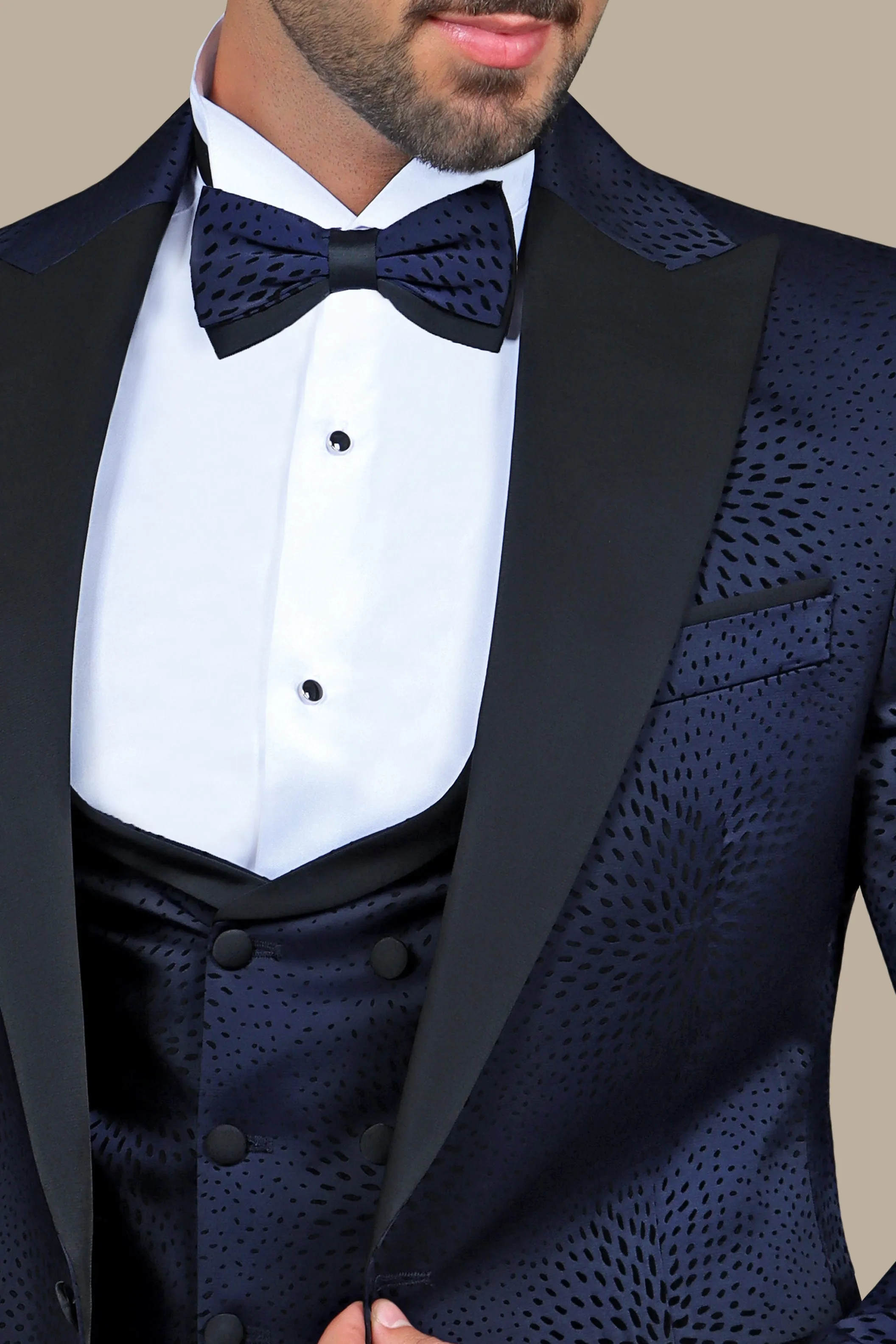 Navy Nights: Tuxedo Flower Velvet 4-Piece Set