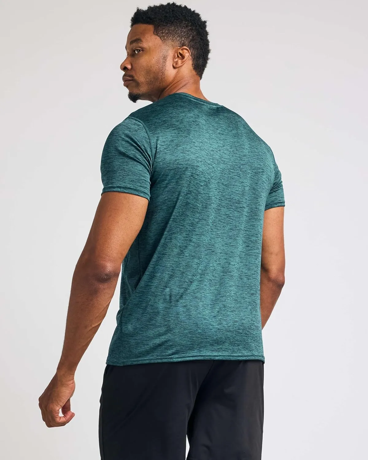 Real Essentials 5 Pack: Mens V-Neck Dry-Fit Moisture Wicking Active Athletic Tech Performance T-Shirt