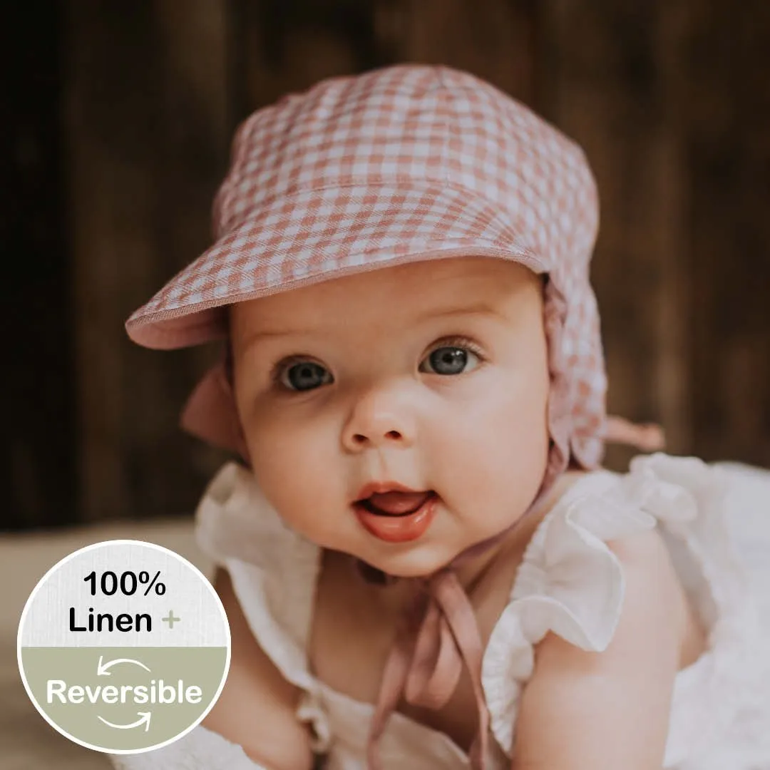 Reversible Baby Flap Sun Hat - Gingham / Rosa - Bedhead Hats