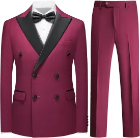 Rogers & Morris Tuxedo Suits for Men Solid 2 Piece Regular Fit Formal Set Peak Lapels Double Breasted Jacket and Pants