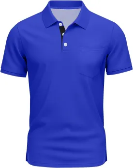 RTRDE Men's Casual Golf Shirts Short Sleeve Solid Color Business Casual Work Collared Shirts with Pocket Polos, M-5XL